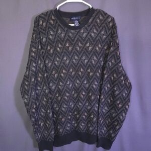 Vintage 80s Chereskin Geometric Wool Blend Sweater Mens‎ Size XL Made In Italy